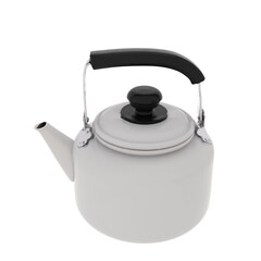 家庭の台所や飲食店の厨房での湯沸し用のヤカン。Blenderでモデリングしたイメージ3Dイラストです。
