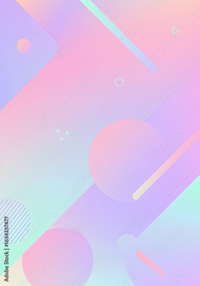 Aufkleber abstract pastel background with geometric shapes including circles, rectangles, and lines in soft pi