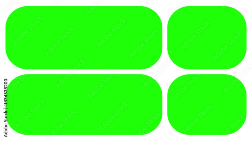 Poster collage or grid green screen 4k animation native design elements, simple bento grid ui layout design