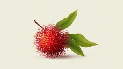 Red rambutan with leaves