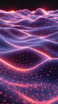 Digital Wave: A mesmerizing digital rendering depicts undulating waves of radiant points and lines.
