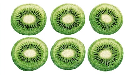Fototapeta premium Six kiwi slices, top view