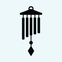 Silhouette wind chime minimalist design peaceful sounds vector illustrator