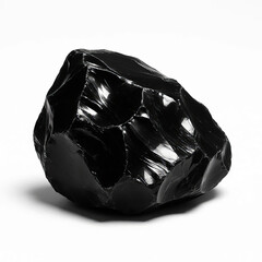 Shiny obsidian stone on white

