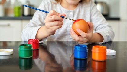 Creative painting activity for kids home kitchen art content indoor environment close-up view fun and learning