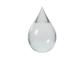 Isolated Clear Water Drop with Reflective Surface