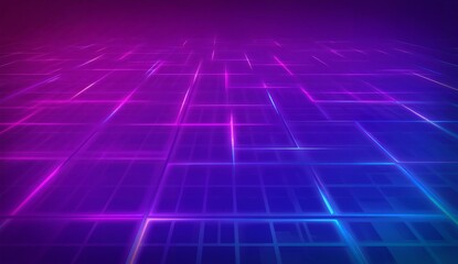 Obraz premium Neon Grid Floor with Purple and Blue Lights