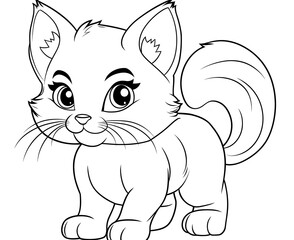 Obraz premium Coloring for children and adults, coloring of the animal world, cat.