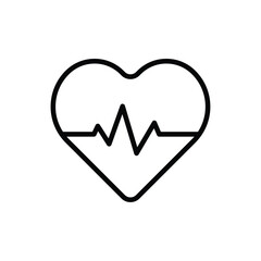 Heartbeat Line Inside Heart Shape Icon for Health and Wellness Concept
