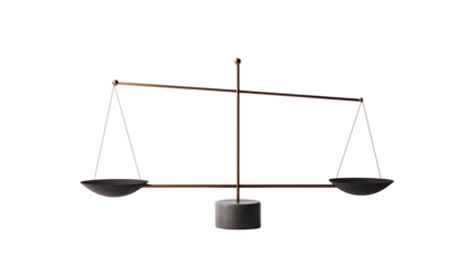 A minimal display of balancing scale, white background --ar 16:9