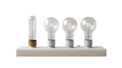 A minimal display of bulb tester, white background --ar 16:9