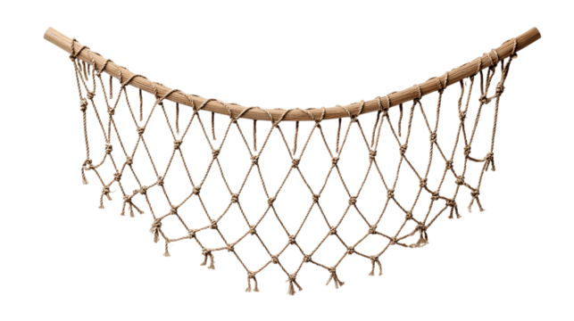 A minimal display of cargo net, white background --ar 16:9