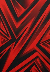 Abstract geometric design featuring sharp, angular shapes in contrasting red and black colors.