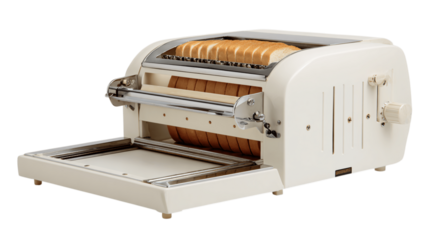 A standalone bread slicer, white background --ar 16:9