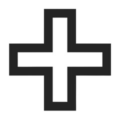 Fototapeta premium White cross black border on white background