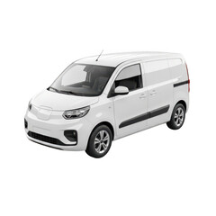 White cargo van vehicle isolated on transparent background