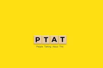 People Talking About This. Letter Tiles on Yellow Background. Minimal Aesthetics.