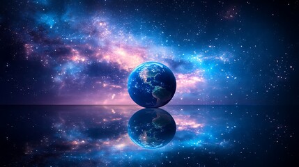 Fototapeta premium Earth reflected in a celestial expanse.
