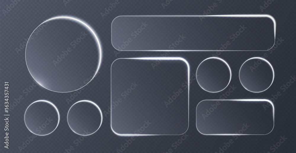 Aufkleber liquid glass effect smartphone abstract interface isolated. white ui light frame square and circle b