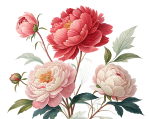 Elegant Peony Flower Arrangement in Watercolor Style for Floral Designs and Botanical Illustrations with Delicate Petals and Dark Background