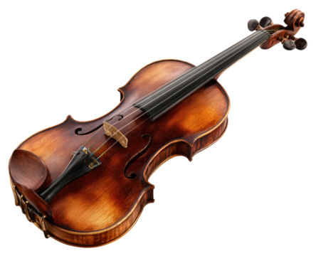 Violin, rich amber hue, angled view
