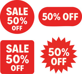 50 Off Spectacular Dive into Savings Season with Bold Red Sale Banners in Eye Catching Geometric