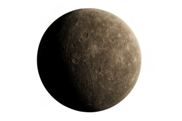 Mercury planet rotating in space with transparent background