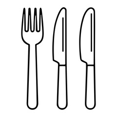 Simple Line Art Fork and Knife Utensil Kitchenware Dining Icon