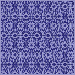 Geometric Floral Seamless Pattern in Purple Tones