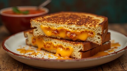 classic grilled cheese sandwich and tomato soup meal