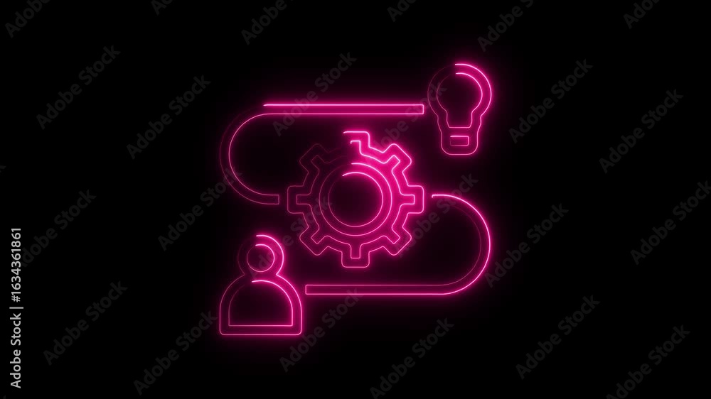 Poster neon process illustration loop business concept creative idea generation workflow animated neon ligh