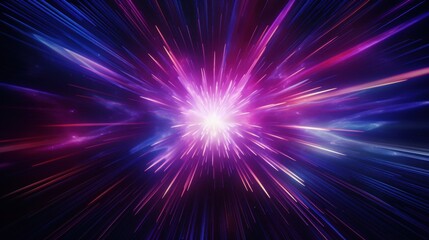Vibrant purple and blue cosmic light burst, sci-fi movie poster backdrop, gaming event promotion, energetic entertainment promo, futuristic action campaign

