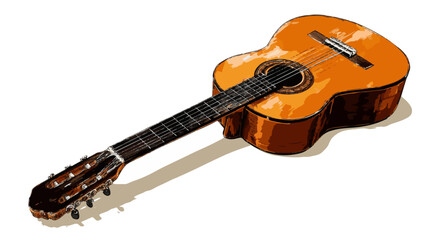 Obraz premium Cartoon Vector of Traditional Cuban Guitar – Flat and Stylized Design