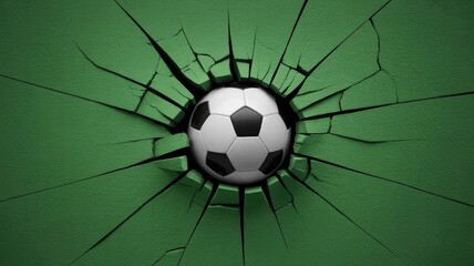 Soccer ball breaking through cracked green surface 2025 2026 football world cup image poster banner label social media post