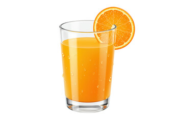 Isolated Refreshing Glass of Orange Juice with Orange Slice