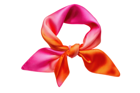 Tied silk scarf, vibrant ombre colors