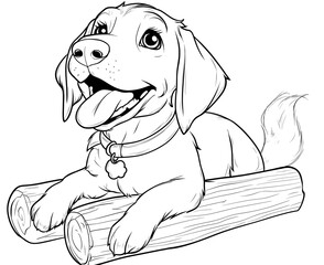 Fototapeta premium Coloring for children and adults, coloring of the animal world, dog.