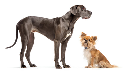 two dogs on white background