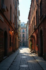 Obraz premium Tranquil Alleyway Bathed in Morning Light and Deep Shadows