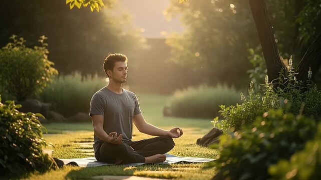 Peaceful meditation outdoors at sunrise
