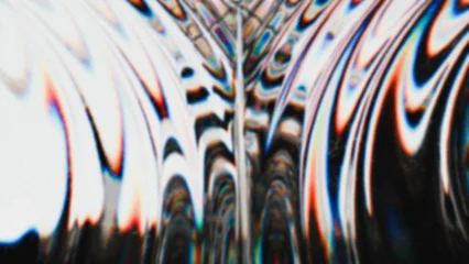 Selbstklebende Fototapeten Fraktale Wellen Abstract HDRI with bold rainbow distortions and wave-like prism reflections on white. High-resolution digital background, modern design, and creative projects.  © barbarazm