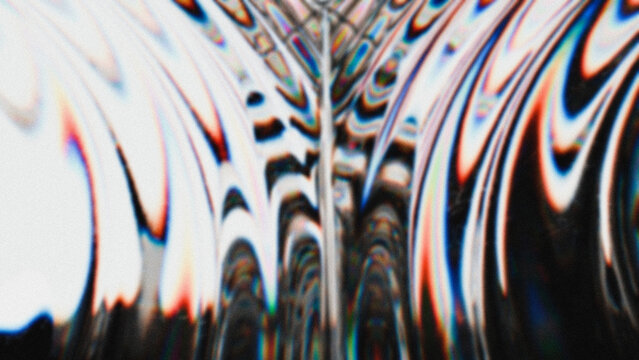 Abstract HDRI with bold rainbow distortions and wave-like prism reflections on white. High-resolution digital background, modern design, and creative projects.