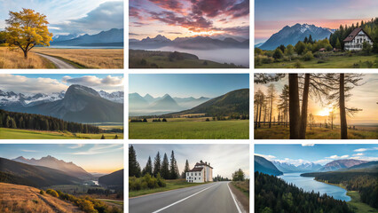 collage of mountains in autumn