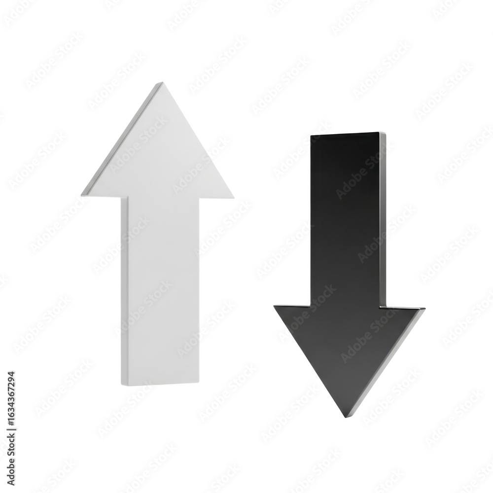 Poster 3d up and down arrows isolated on transparent background