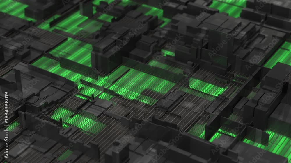 Poster cyber circuit board glowing tech grid loop animated background