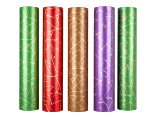 Colorful Trio of Cylindrical Packaging Tubes with Abstract Patterns, Transparent Background PNG