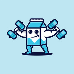 strong and muscular milk mascot