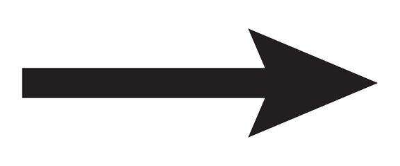 Long arrow. Black arrow pointing right. Black large arrow pointing right. Bold thine long arrow. Vector illustration. Black long arrow icon vector. EPS 10