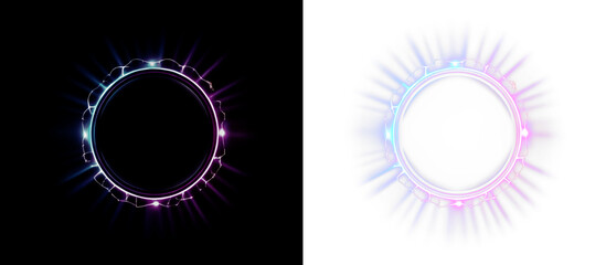 Circle, magic, overlay, beam, blue &mdash; elegant PNG set with transparent neon gradient and swirl effects. This PNG Overlay adds futuristic circular light magic to your design.