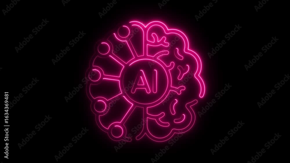 Poster a i brain concept neon glow artificial intelligence futuristic technology innovation digital transfo